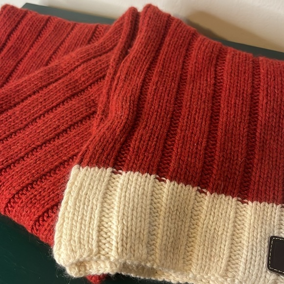 Coach Wool Angora Blend Rust Red and Ivory Scarf 58 x 7.5 - Picture 3 of 7